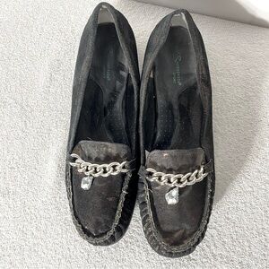 Ros R Hommerson Sport Brown Metallic Slip On Loafers With Chain & Gem 12